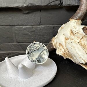 Dinosaur Designs Black and White Resin Round Ring